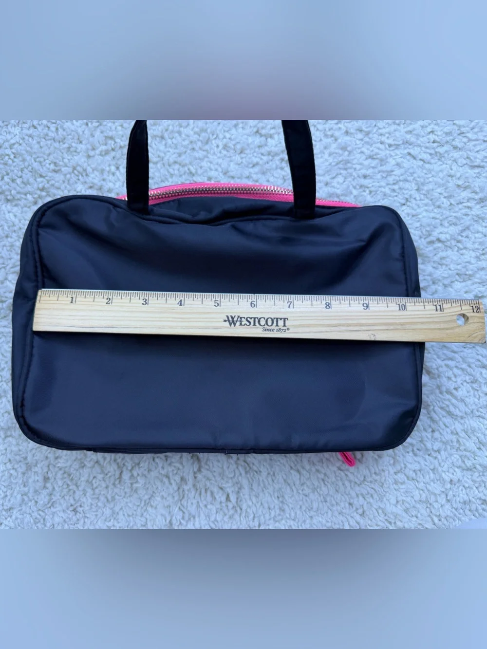 Victoria's Secret Black Travel Cosmetic Bag with Pink Stitching